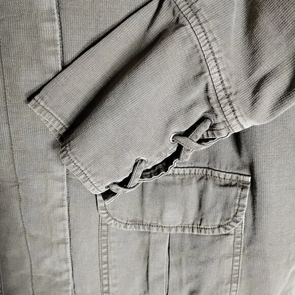 Willow & Clay Military Quilted Jacket Size Medium Green Beaded Arm Patches - Picture 6 of 9